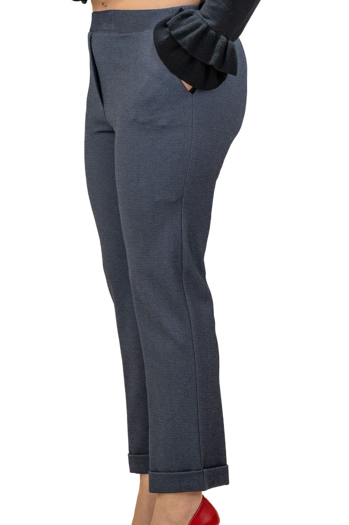 Pantalone diagonale con tasca a filo e piegone