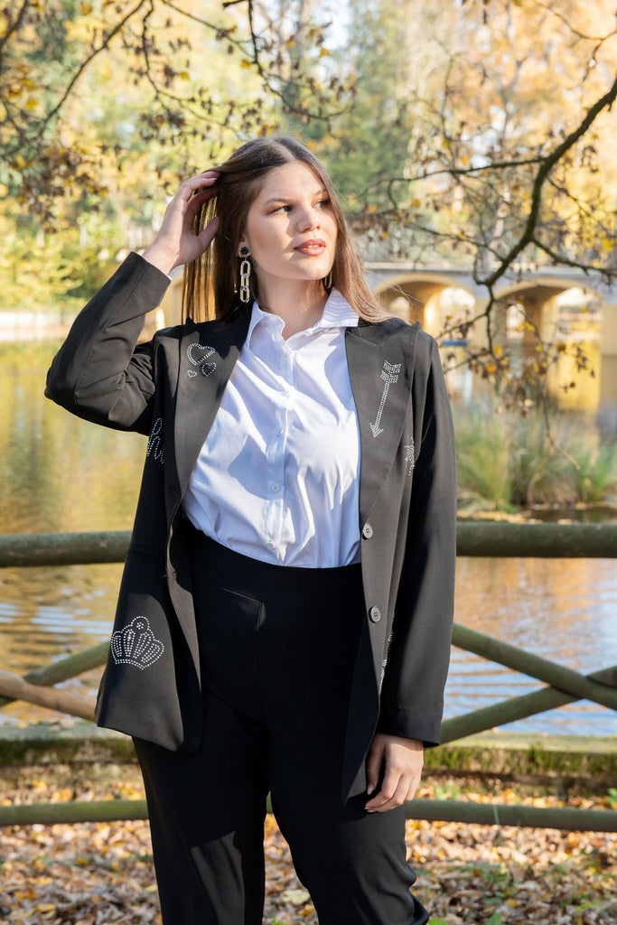 Giacca over size applicazione strass